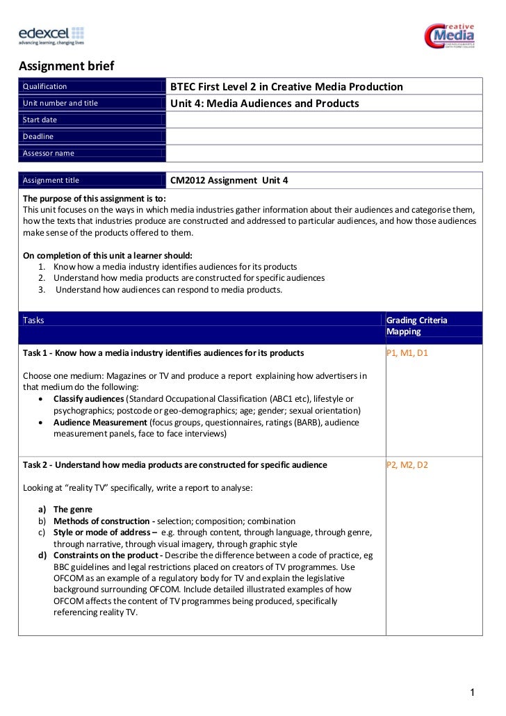 Btec authorised assignment briefs -pearson picture