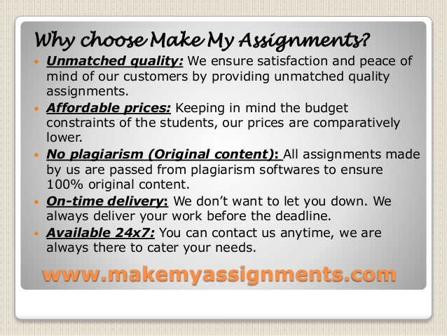 Make My Assignment | Do my homework assignment