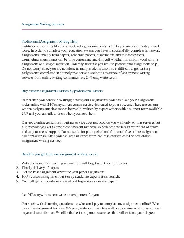 Assignments writing services