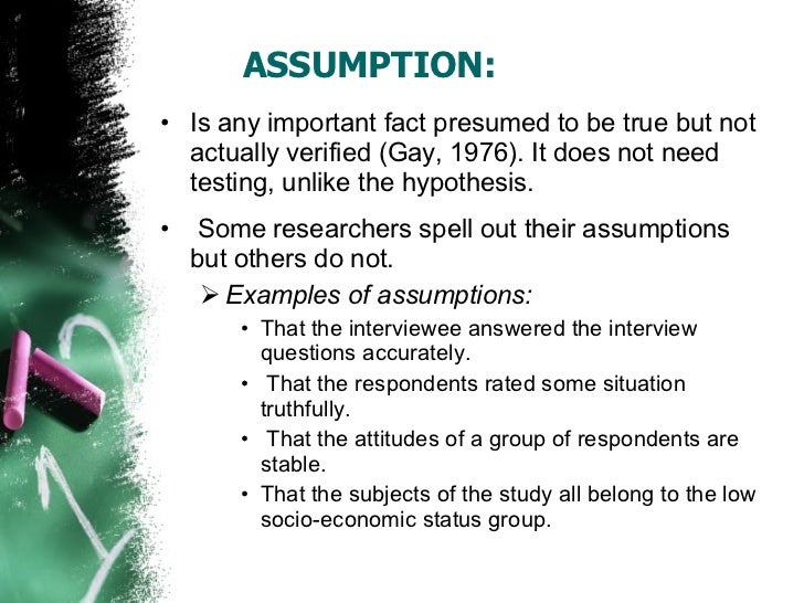 Examples of assumptions in research proposal   advantages 