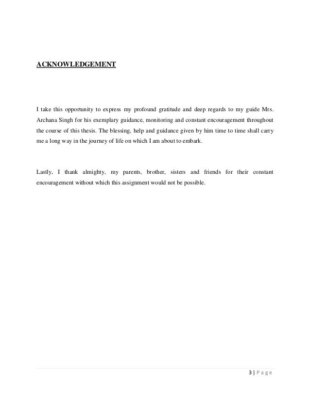 Masters thesis acknowledgement