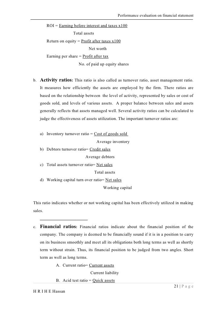 evaluation personal worth report