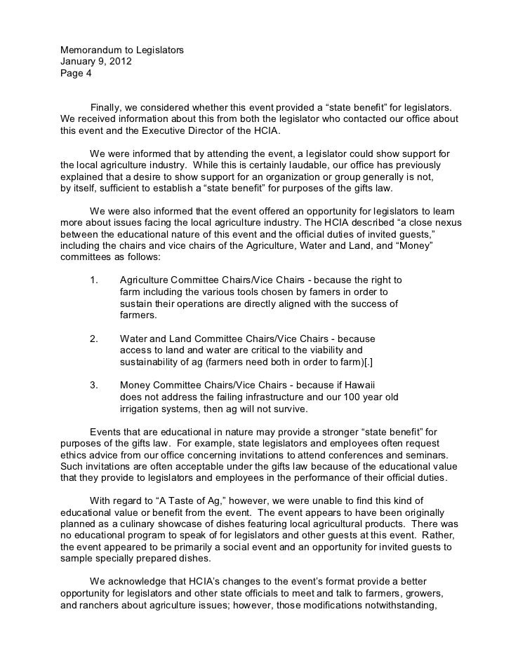 Ethics Commission memo on A Taste of Ag invite