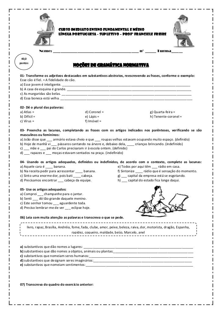 Atividades de artigos definidos e indefinidos