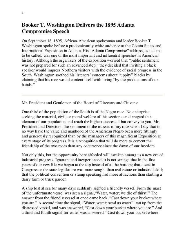 atlanta compromise essay Analysis of rhetoric: atlanta compromise, dubois of booker t washington and others atlanta compromise: booker t washington. atlanta compromise essay Analysis of rhetoric: atlanta compromise, dubois of booker t washington and others atlanta compromise: booker t washington.
