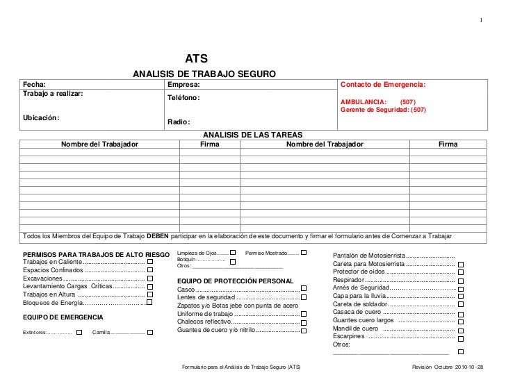 UN ANALISIS SEGURO DE TRABAJO un analisis seguro de trabajo: