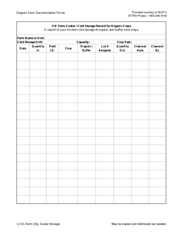 Organic Field Crops Documentation Forms