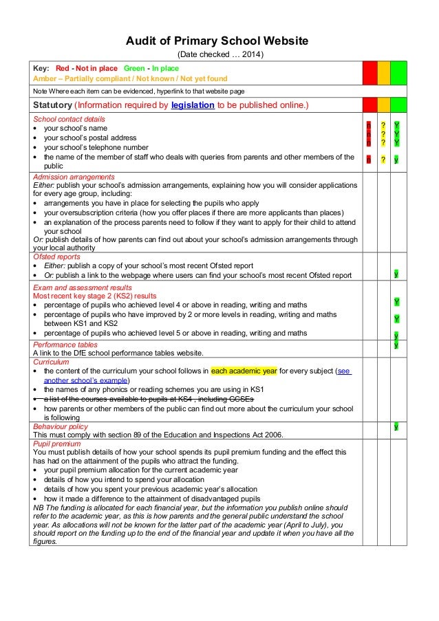 website audit report template audit of primary school website rag check list template 1 website audit report template audit of primary school website rag check list template 1