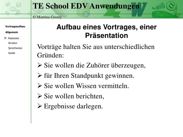 Themen Für Einen Vortrag Aufbau eines Vortrages, einer Präsentation