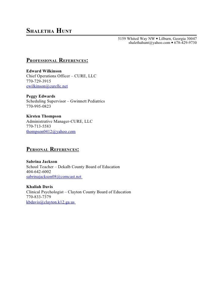 examples of references on resume