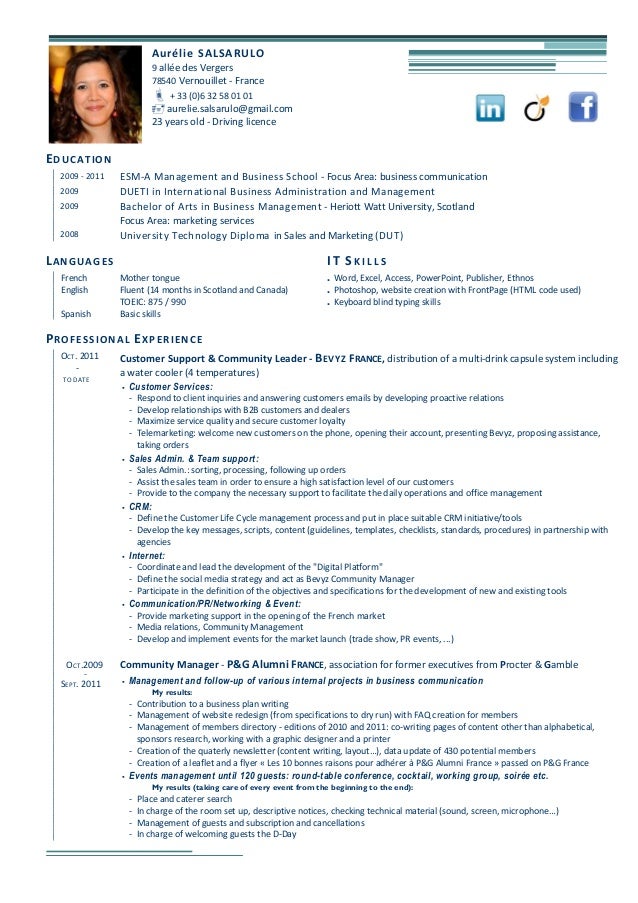 cv aur 233 lie salsarulo resume en francais