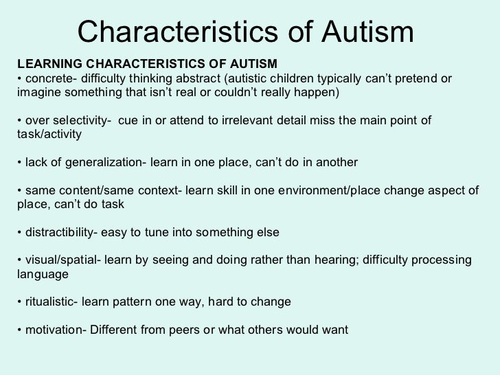 Facial characteristics of autism