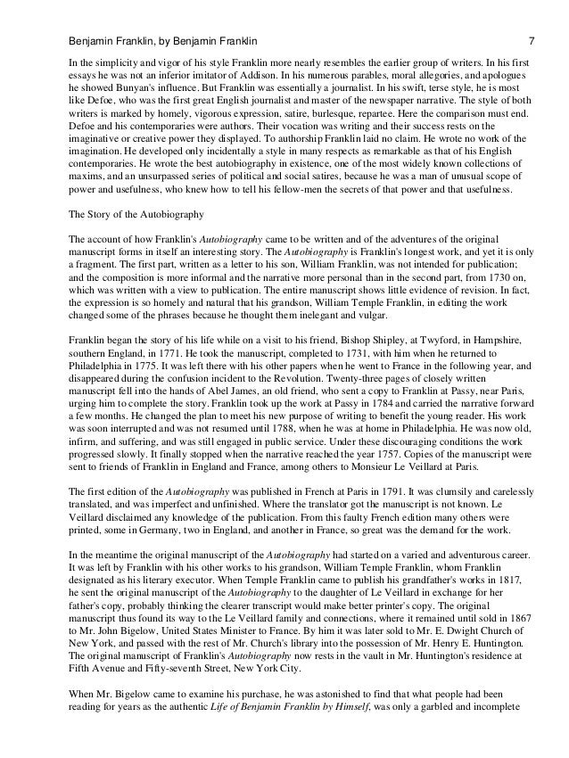 Benjamin franklin essays