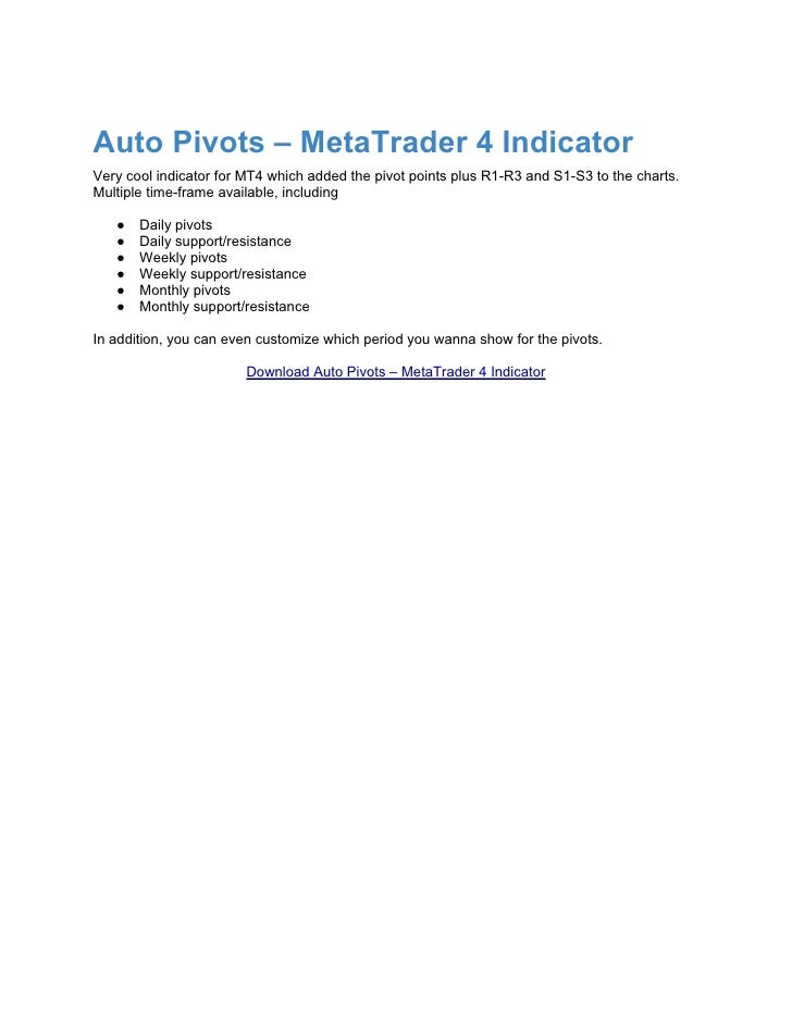 pivot daily metatrader 4 indicator