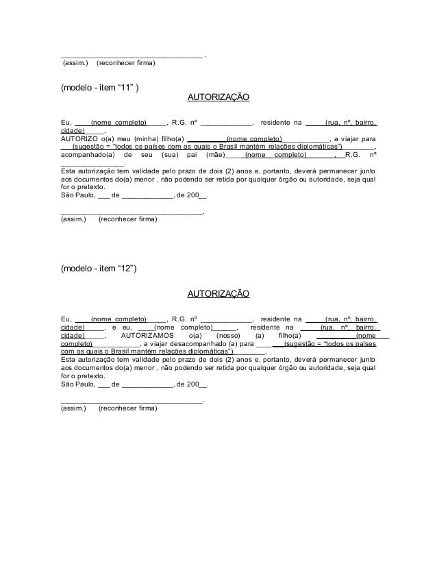 Autorizacao viagem menor