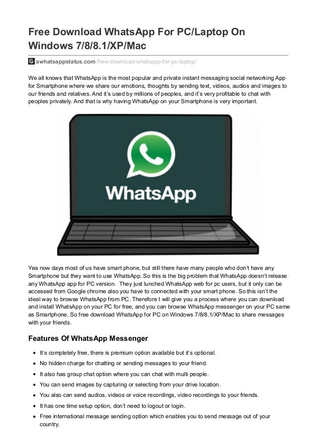 download whatsapp for pc laptop