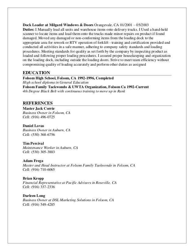 Dock loader resume