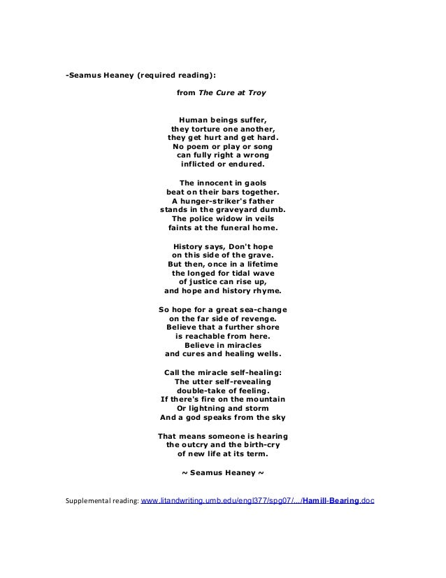 Seamus Heaney cure at troy Seamus Heaney cure at troy