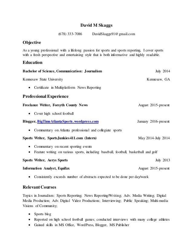 Sports Writer Resume sports writer resume
