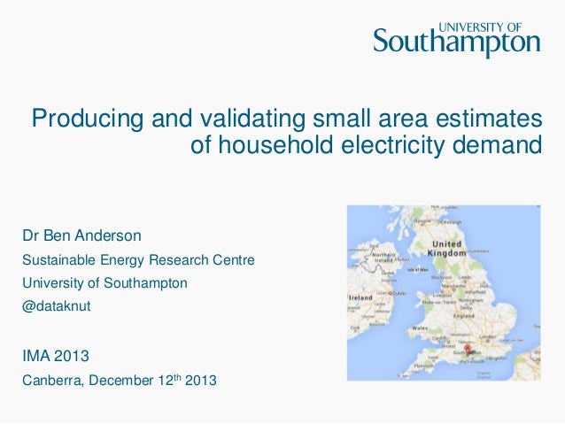 Producing and validating small area estimates of household electricity demand
