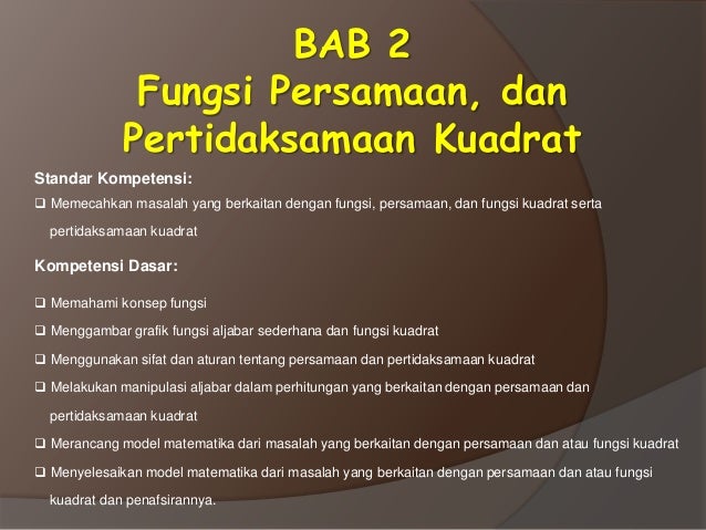 fungsi persamaan & pertidaksamaan kuadrat