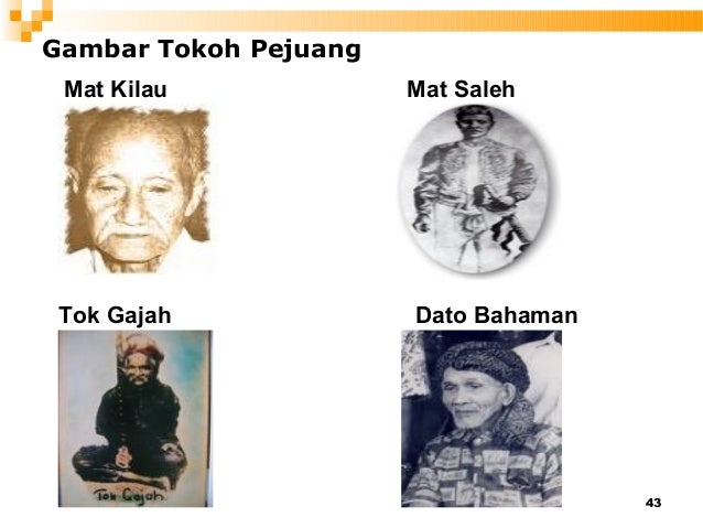 43
Gambar Tokoh Pejuang
Mat Kilau Mat Saleh
Tok Gajah Dato Bahaman
 