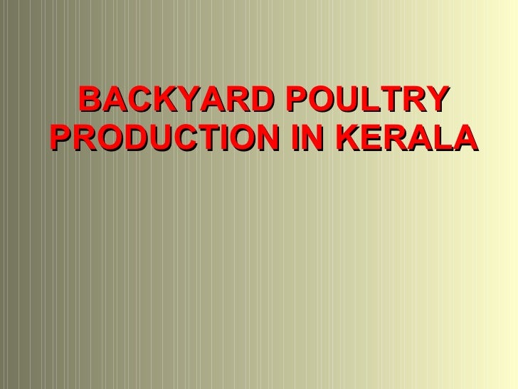 Backyard Poultry Production In Kerala