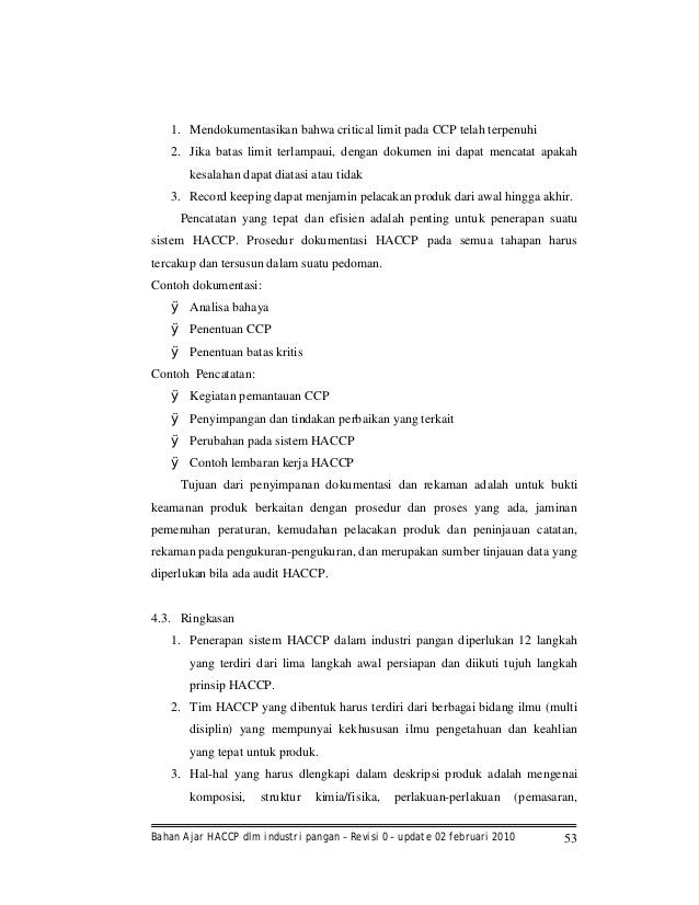 Bahan ajar haccp dlm industri pangan
