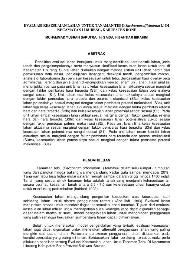 Evaluasi lahan di Kecamatan Libureng Kab. Bone Prov. Sulawesi selatan Evaluasi lahan di Kecamatan Libureng Kab. Bone Prov. Sulawesi selatan