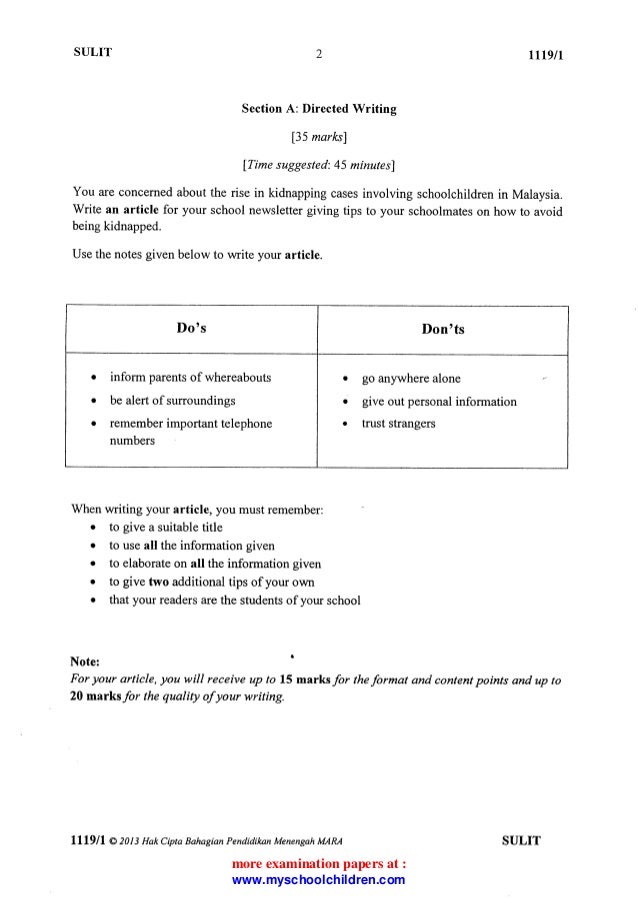 Paper 1 English Spm  Bi paper 2 spm trial 2013  See the latest spm