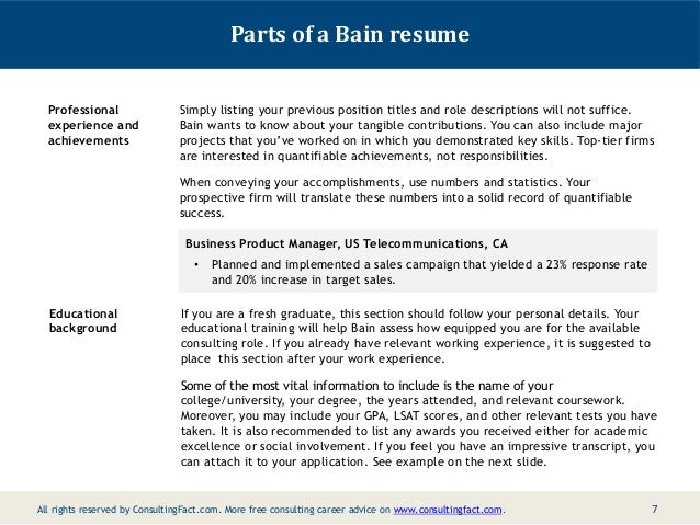 bain resume sample