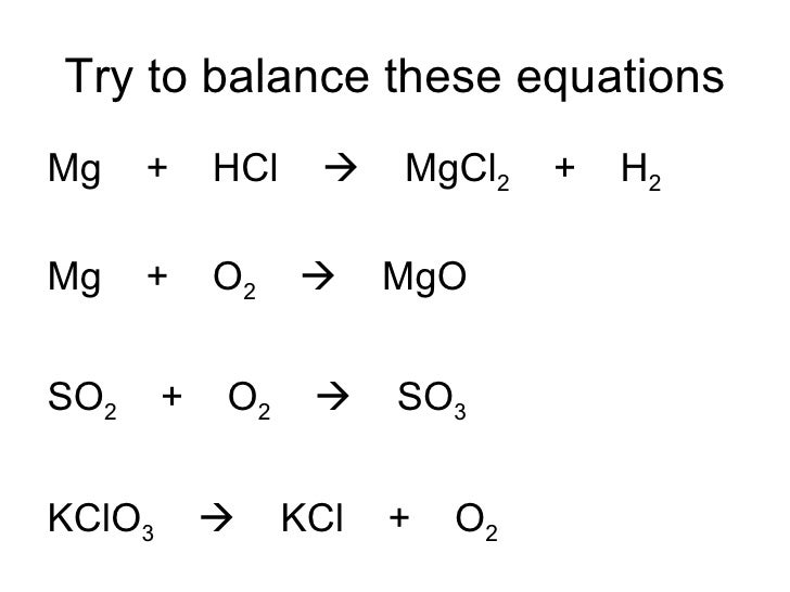 Balancing equations