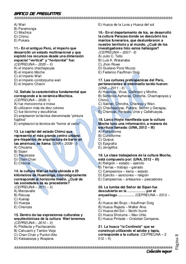 preguntas de historia cultura general banco de preguntas de historia unap actualizado 2013 preguntas de historia cultura general banco de preguntas de historia unap actualizado 2013