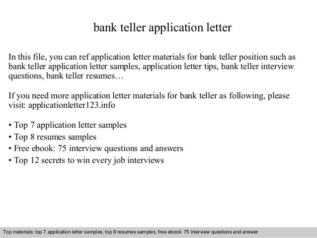 teller resume cover letter
