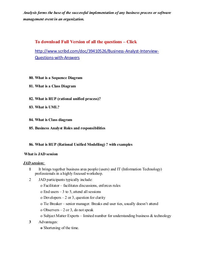 business analyst interview questions