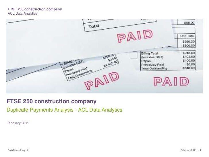 Duplicate Payments Analysis FTSE250 construction company