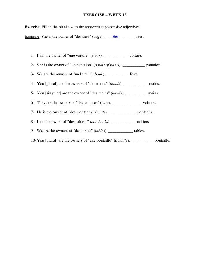 Printables Possessive Adjectives Spanish Worksheet possessive adjectives spanish practice worksheet french pronouns pronouns