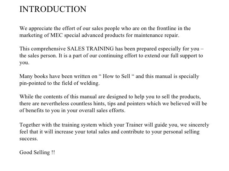 template manual training sales