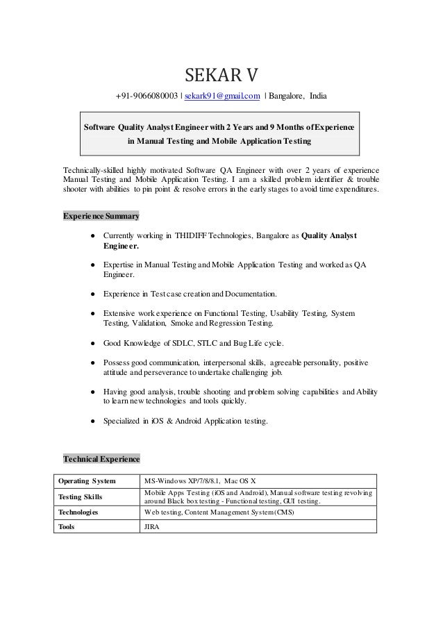 sle qa resume with pos experience sekar quality analyst resume doc sle qa resume with pos experience sekar quality analyst resume doc