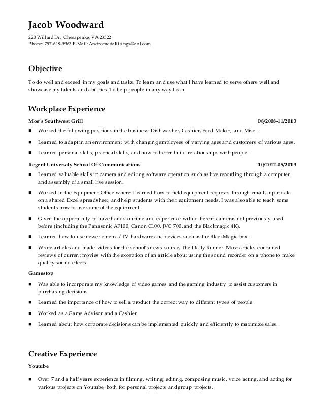 gamestop resume example