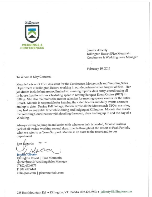 sales recommendation letter