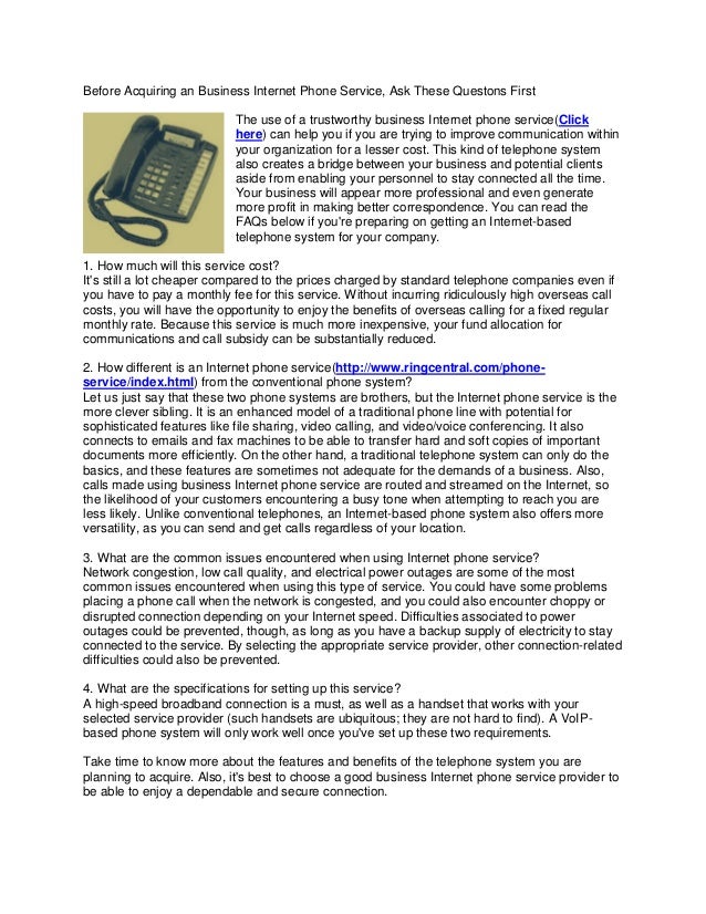 Before acquiring an business internet phone service