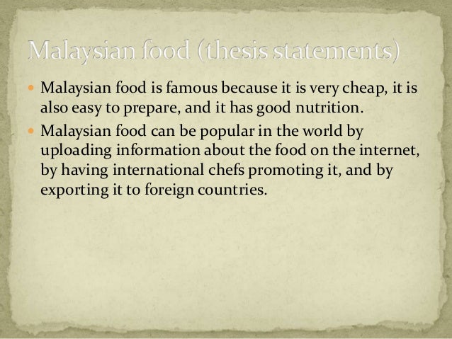 Example essay about food in malaysia | English academic