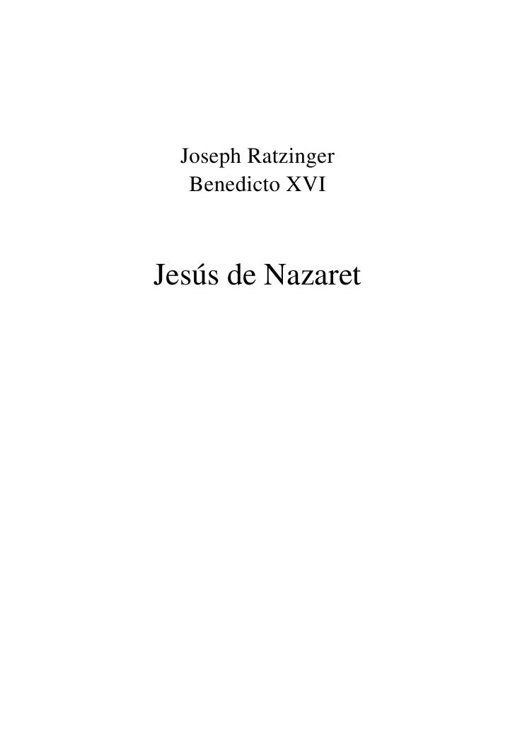 JESUS NAZARET RATZINGER BAJAR jesus nazaret ratzinger bajar: