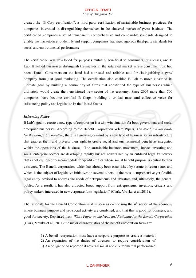 Patagonia leadership team picture