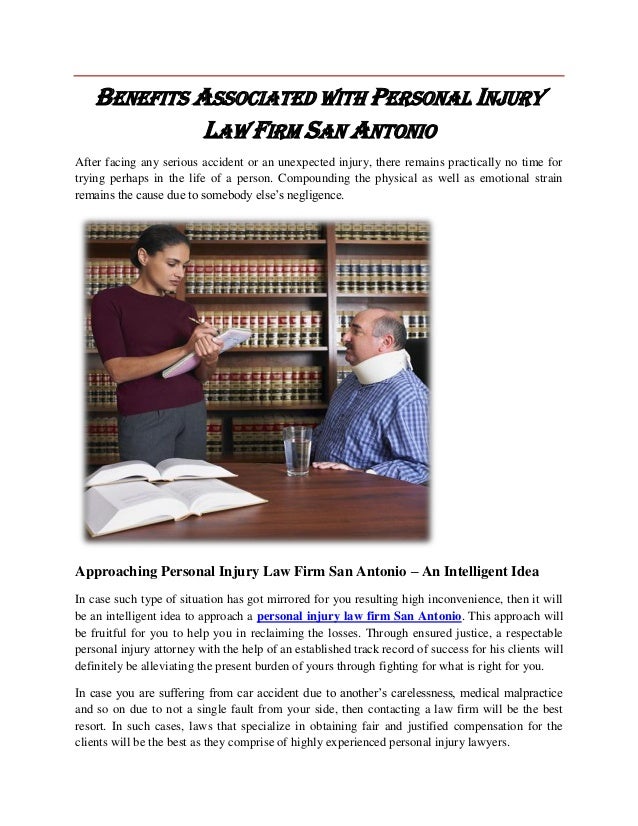 Benefits with personal injury law firm san antonio