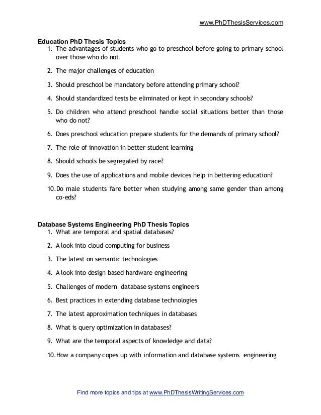 Topics thesis writing education