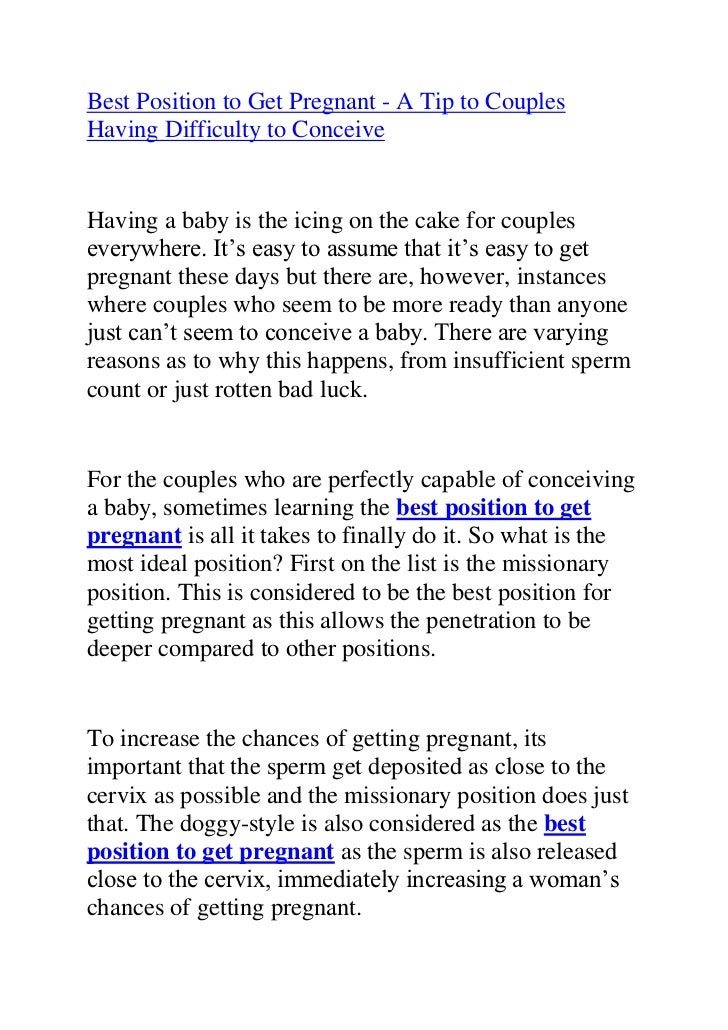 Positions to get pregnant with tubes tied