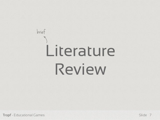Literature review educational games