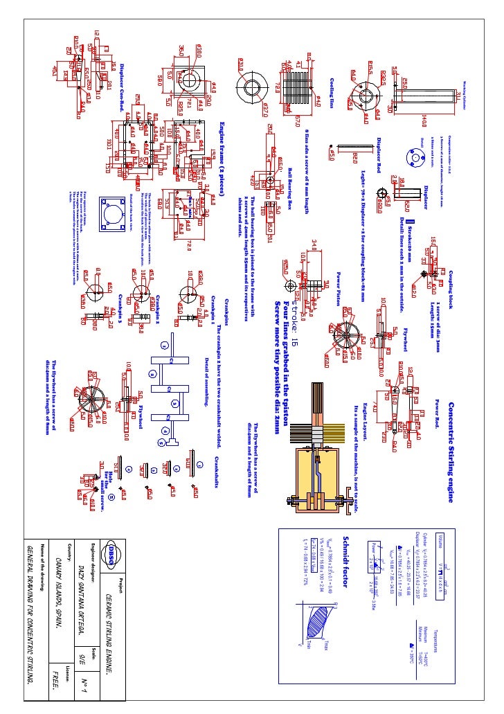 Beta stirling engine drawing